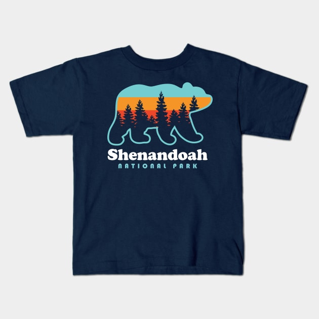 Shenandoah National Park Bear Trees Kids T-Shirt by PodDesignShop